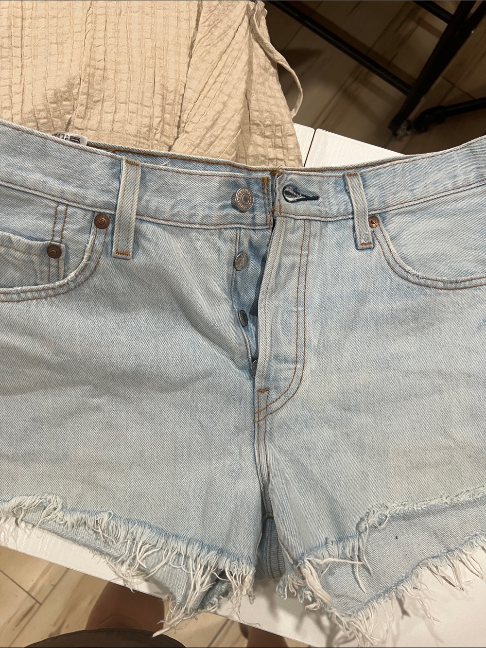 Levi's Light Blue Distressed Denim Cutoff Shorts